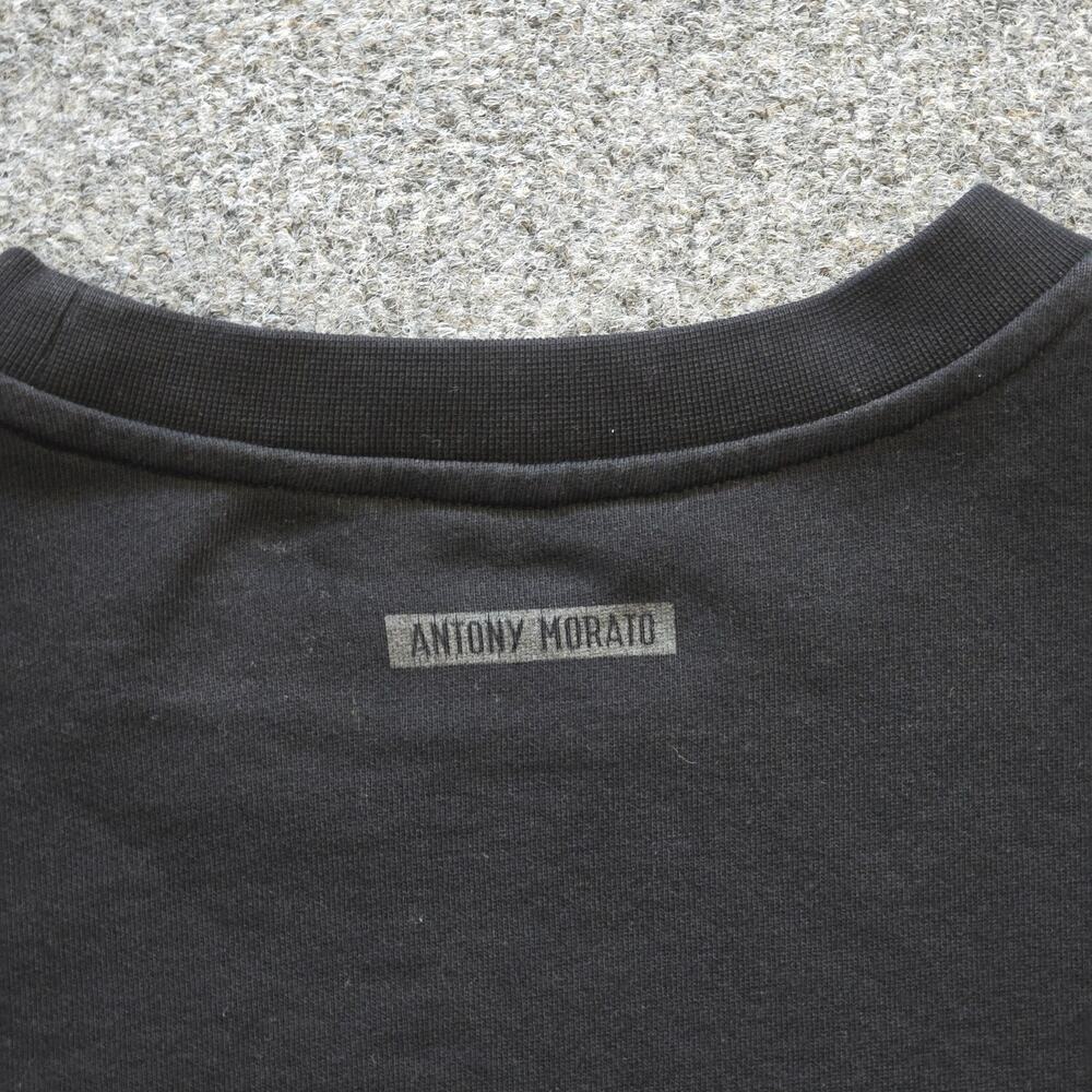 Antony Morato Sweatshirt Womens Size Large Black Tiger Rhinestone Distressed Y2K - Picture 10 of 11